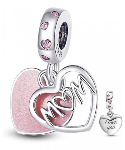 Mother's day gift charm for bracelets 925 Sterling Silver Charms Heart Love Mom Mother Daughter Son Charm Dangle Beads Charms...