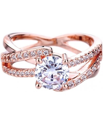 18K Rose Gold Plated CZ Crystal Square Simulated Diamond Engagement Ring Promise Rings for Women US code 10 $9.35 Rings