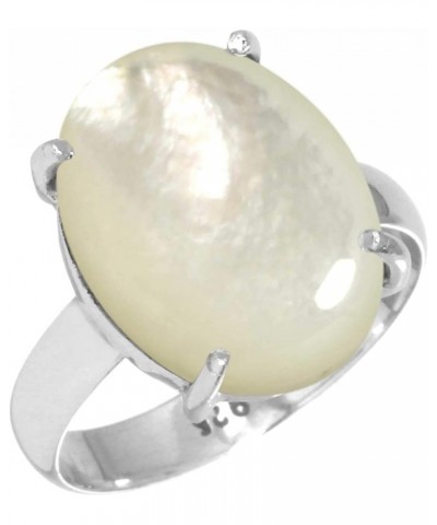 925 Sterling Silver Handmade Ring for Women 12x16 Oval Gemstone Statement Jewelry for Gift (99037_R) Mother Of Pearl $20.94 R...