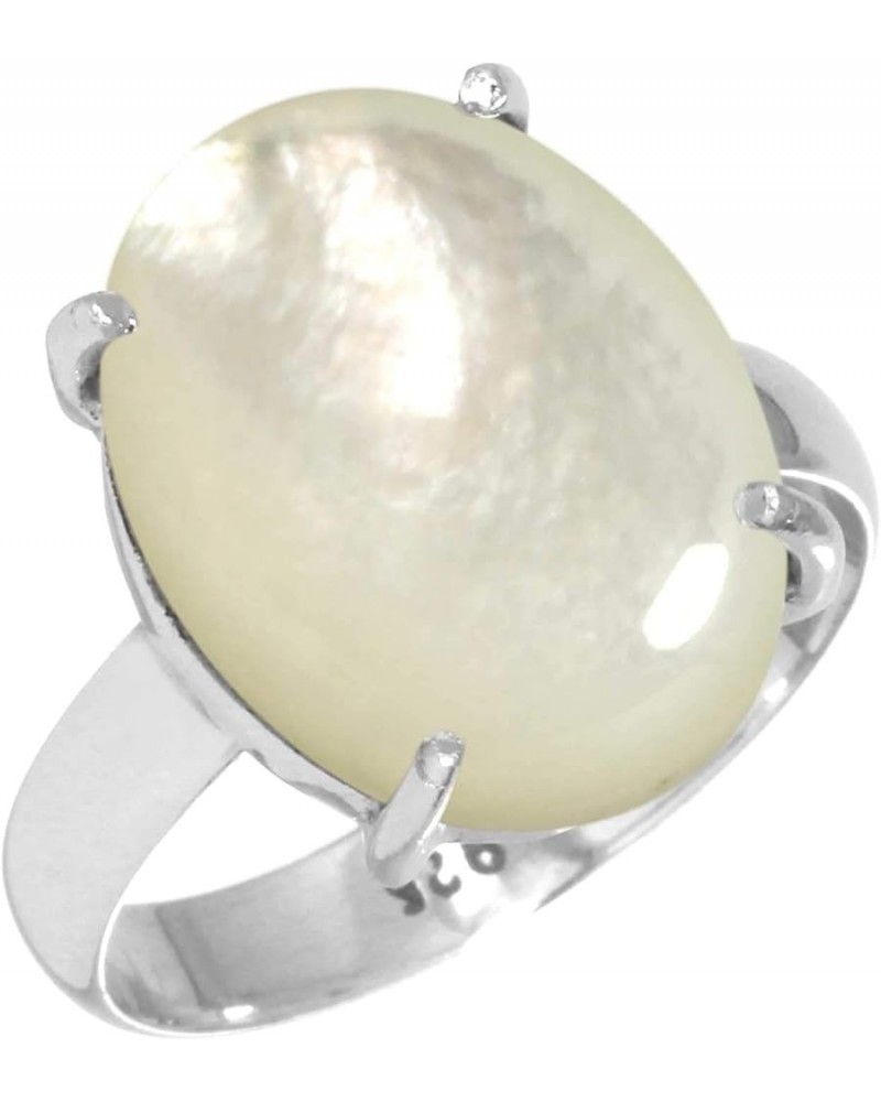 925 Sterling Silver Handmade Ring for Women 12x16 Oval Gemstone Statement Jewelry for Gift (99037_R) Mother Of Pearl $20.94 R...