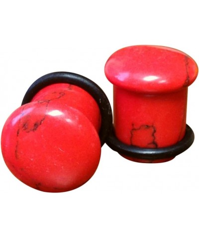 Pair of Red Turquoise Single Flare Stone Plugs - 4g Thru 5/8" Available 10mm (00g) $9.85 Body Jewelry