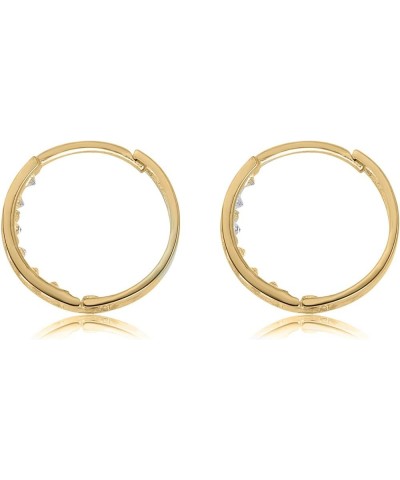 10K Gold Channel Set Simulated Diamond CZ Huggie Hoop Earrings in Yellow or White Gold Yellow Gold, 12mm $40.80 Earrings