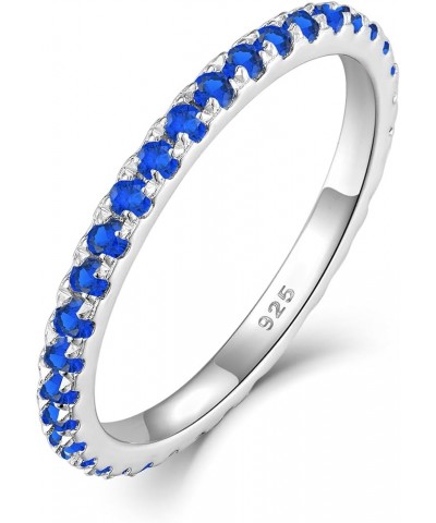 Stackable Ring 925 Sterling Silver Stacked Rings 1.5mm Birthstone Eternity Bands for Women 09-sapphire-Sept $18.00 Rings