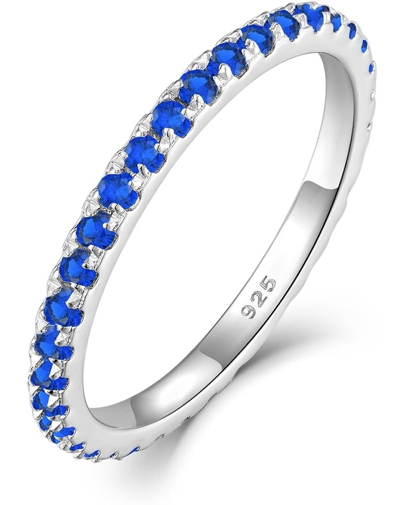 Stackable Ring 925 Sterling Silver Stacked Rings 1.5mm Birthstone Eternity Bands for Women 09-sapphire-Sept $18.00 Rings