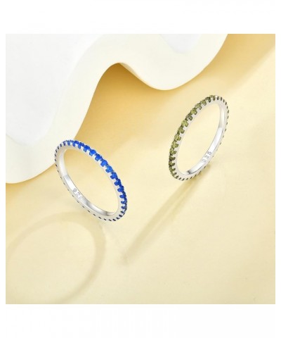 Stackable Ring 925 Sterling Silver Stacked Rings 1.5mm Birthstone Eternity Bands for Women 09-sapphire-Sept $18.00 Rings