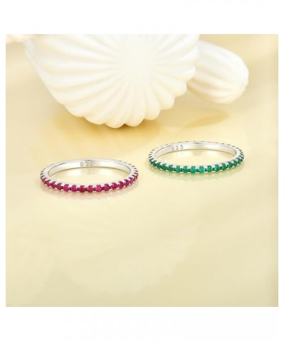 Stackable Ring 925 Sterling Silver Stacked Rings 1.5mm Birthstone Eternity Bands for Women 09-sapphire-Sept $18.00 Rings