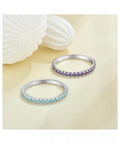 Stackable Ring 925 Sterling Silver Stacked Rings 1.5mm Birthstone Eternity Bands for Women 09-sapphire-Sept $18.00 Rings