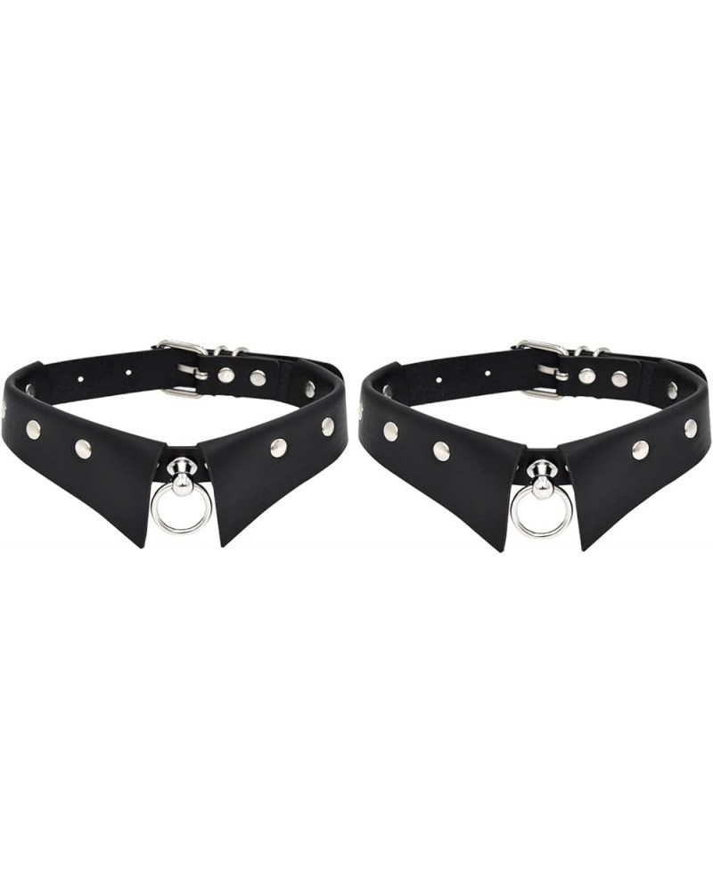 2PCS Leather Choker Buckle Choker Punk Collar Adult Collars for Women goth choker Collar Punk $8.94 Necklaces