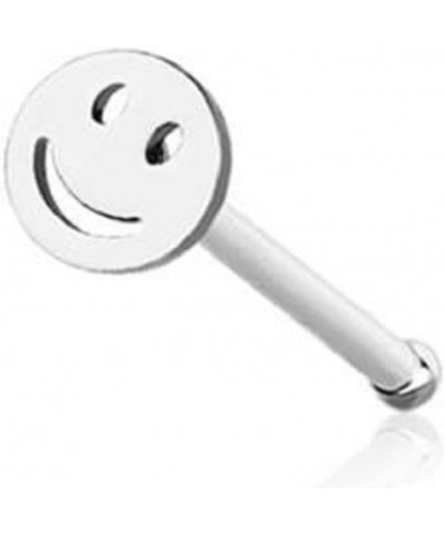 Nose bone stud flat Smiley Face 316L surgical steel bar 20g $7.27 Body Jewelry