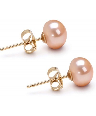 6-10mm Pink Freshwater Cultured Pearl Earrings Stud for Women 925 Sterling Silver Push Back or Screw Back Settings AA Quality...