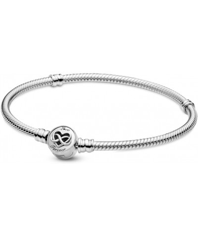 Moments Heart Infinity Clasp Snake Chain Bracelet - Engraved with Love Forever - Silver Bracelet for Women - Mother's Day Gif...