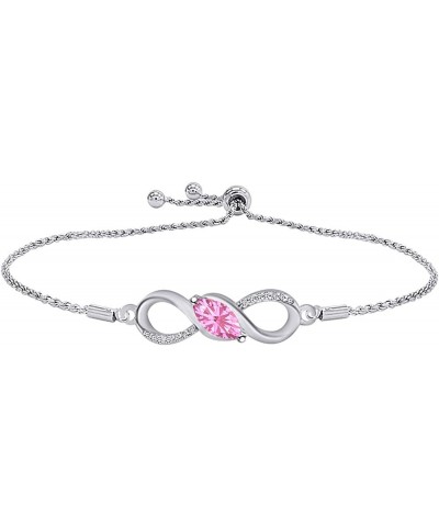 Simulated Birthstone & Diamond Accent Infinity Bolo Bracelet for Women in 14k Gold Over Sterling Silver White Gold Over : Sim...