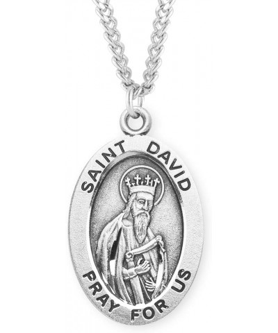 Sterling Silver Oval Patron Saint Medal St. David 2 $23.01 Necklaces