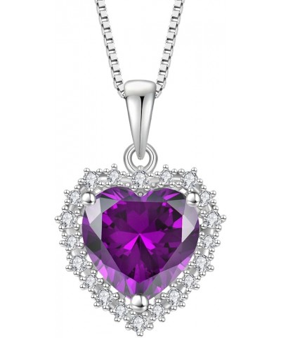 Heart Birthstone Pendant Necklace 925 Sterling Silver Jewelry Gift for Women 02-Amethyst $31.10 Necklaces