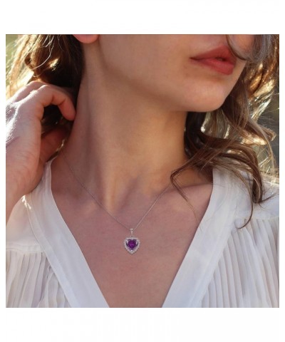 Heart Birthstone Pendant Necklace 925 Sterling Silver Jewelry Gift for Women 02-Amethyst $31.10 Necklaces