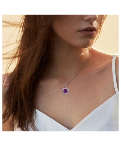 Heart Birthstone Pendant Necklace 925 Sterling Silver Jewelry Gift for Women 02-Amethyst $31.10 Necklaces