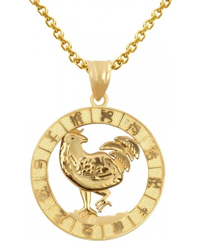 10K Yellow Gold Chinese Zodiac Pendant Necklace Rooster 20.0 Inches $105.59 Necklaces