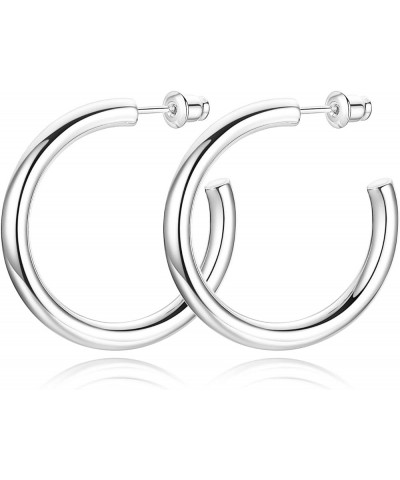 14K Gold Plated Chunky Gold Hoops High Polished Gold Hoop Earrings for Women Diameter 35mm Silver Hoop Earrings $10.44 Earrings