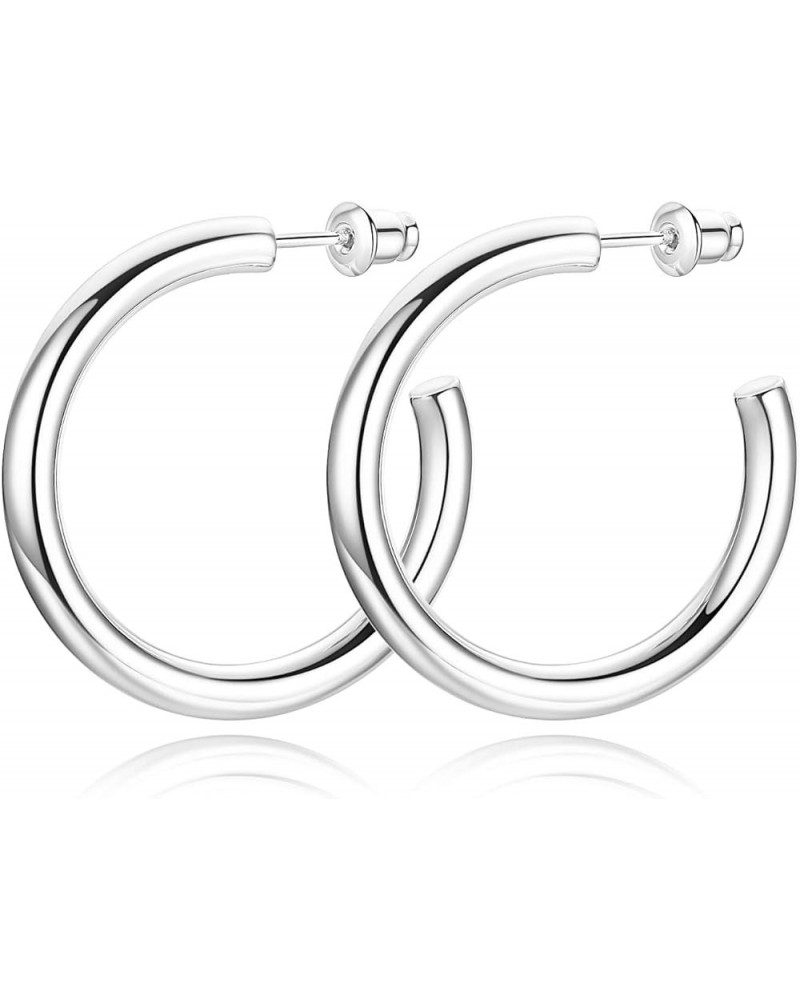 14K Gold Plated Chunky Gold Hoops High Polished Gold Hoop Earrings for Women Diameter 35mm Silver Hoop Earrings $10.44 Earrings