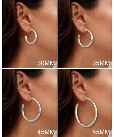 14K Gold Plated Chunky Gold Hoops High Polished Gold Hoop Earrings for Women Diameter 35mm Silver Hoop Earrings $10.44 Earrings