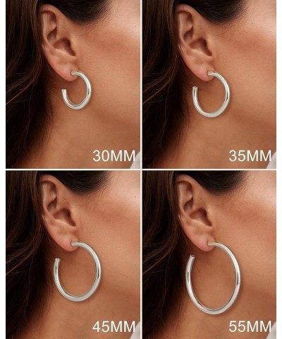 14K Gold Plated Chunky Gold Hoops High Polished Gold Hoop Earrings for Women Diameter 35mm Silver Hoop Earrings $10.44 Earrings