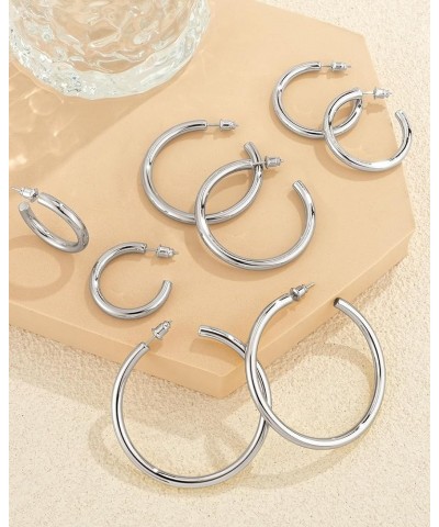 14K Gold Plated Chunky Gold Hoops High Polished Gold Hoop Earrings for Women Diameter 35mm Silver Hoop Earrings $10.44 Earrings