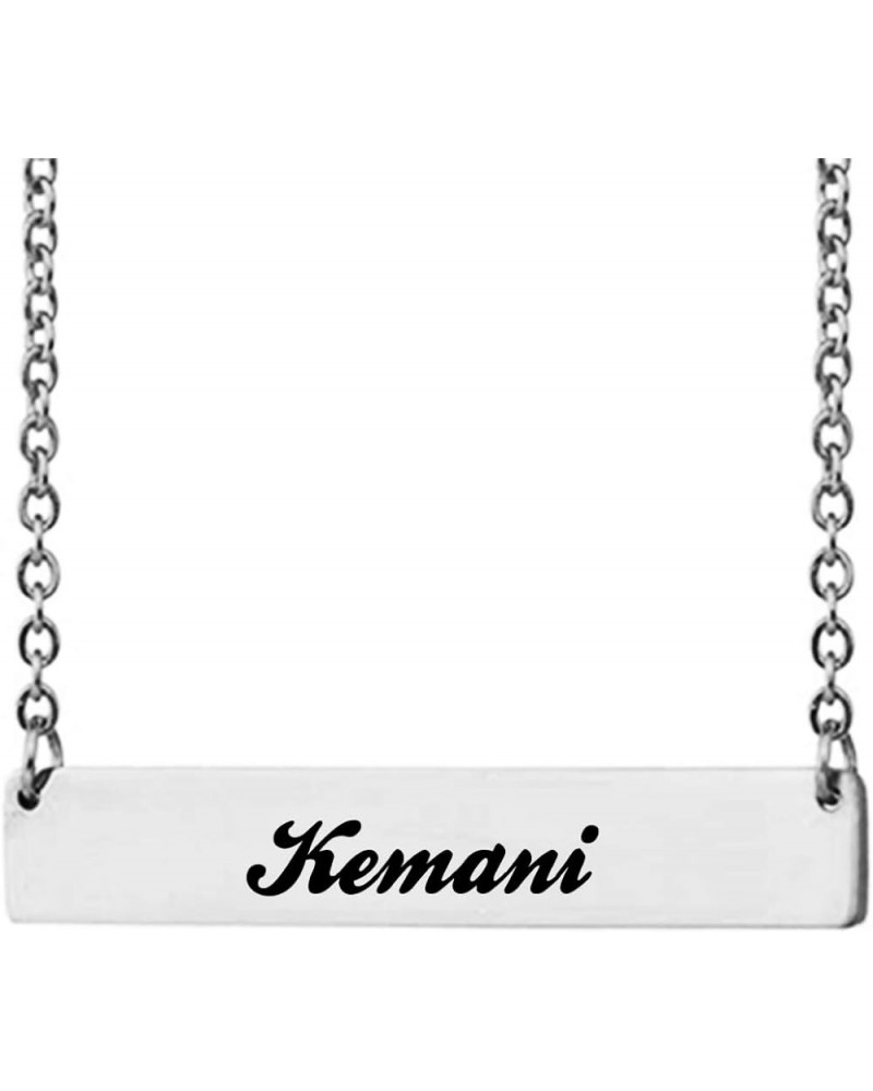 Long Bar Necklace Personalized Nameplate Monogram Initial Necklace for Women Kemani Silver - Custom $10.07 Necklaces