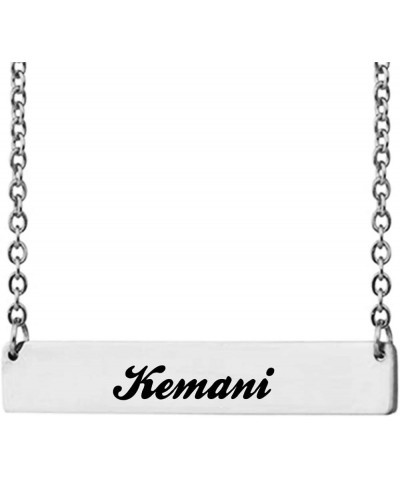 Long Bar Necklace Personalized Nameplate Monogram Initial Necklace for Women Kemani Silver - Custom $10.07 Necklaces