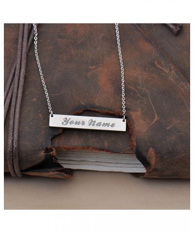 Long Bar Necklace Personalized Nameplate Monogram Initial Necklace for Women Kemani Silver - Custom $10.07 Necklaces