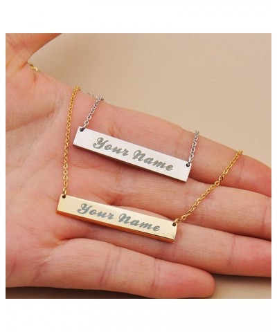 Long Bar Necklace Personalized Nameplate Monogram Initial Necklace for Women Kemani Silver - Custom $10.07 Necklaces