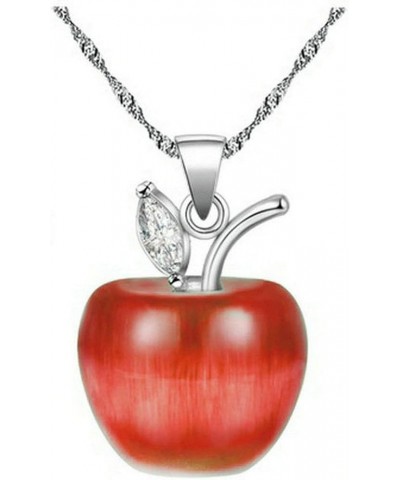 Cute Apple Pendant Necklace, Brown Coffee Color, Thanksgiving Jewelry Gifts for Women Daughter YL007-2D Red $6.95 Necklaces