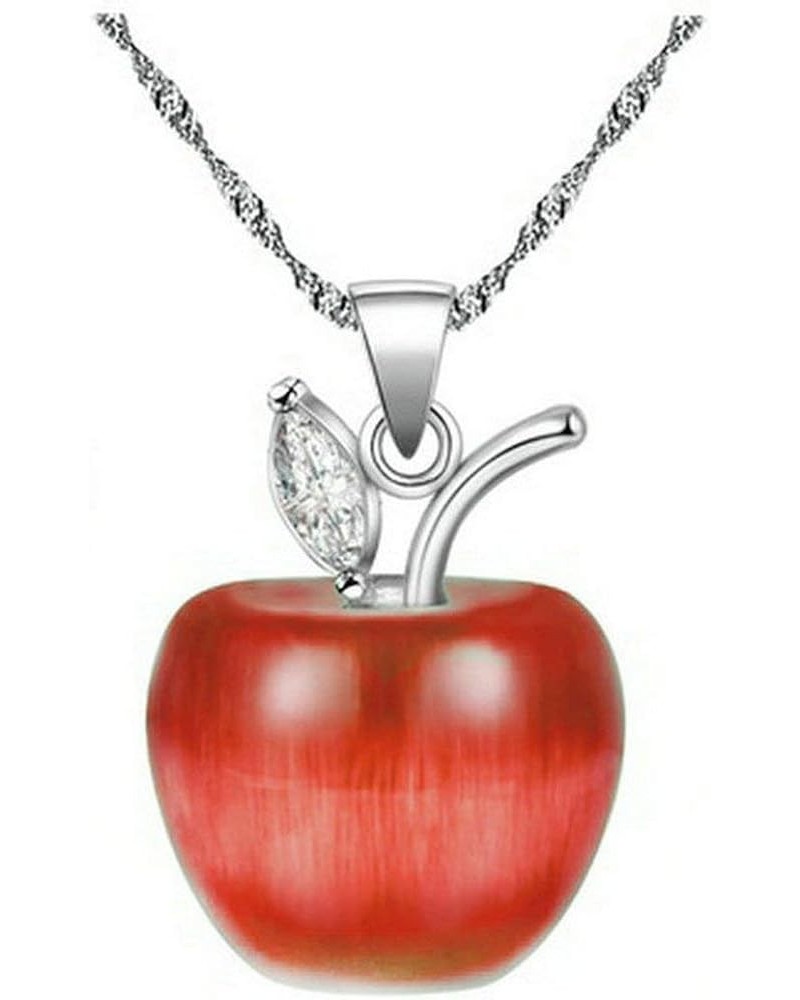 Cute Apple Pendant Necklace, Brown Coffee Color, Thanksgiving Jewelry Gifts for Women Daughter YL007-2D Red $6.95 Necklaces