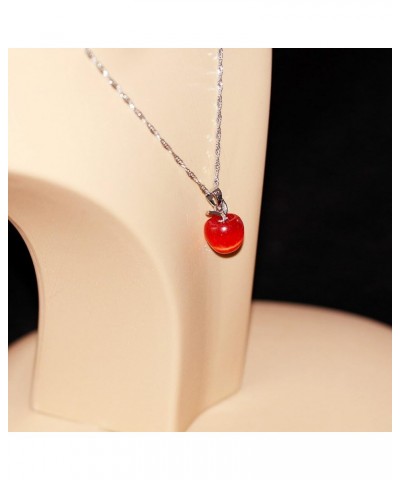 Cute Apple Pendant Necklace, Brown Coffee Color, Thanksgiving Jewelry Gifts for Women Daughter YL007-2D Red $6.95 Necklaces