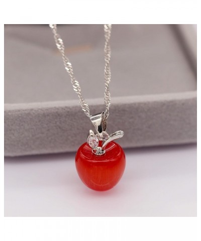 Cute Apple Pendant Necklace, Brown Coffee Color, Thanksgiving Jewelry Gifts for Women Daughter YL007-2D Red $6.95 Necklaces