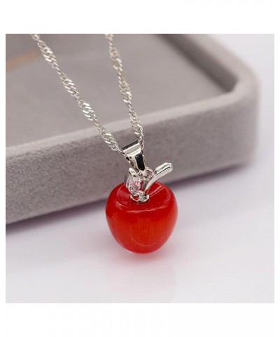 Cute Apple Pendant Necklace, Brown Coffee Color, Thanksgiving Jewelry Gifts for Women Daughter YL007-2D Red $6.95 Necklaces