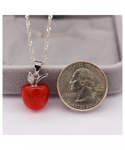 Cute Apple Pendant Necklace, Brown Coffee Color, Thanksgiving Jewelry Gifts for Women Daughter YL007-2D Red $6.95 Necklaces