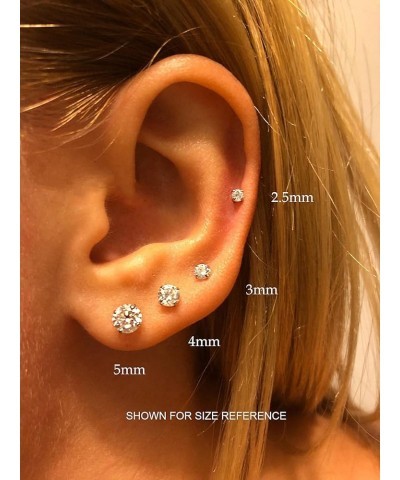 10k Solid Gold Solitaire Round Cubic Zirconia Stud Earrings in Secure Push-backs, Unisex Design… YG 4mm $12.80 Earrings