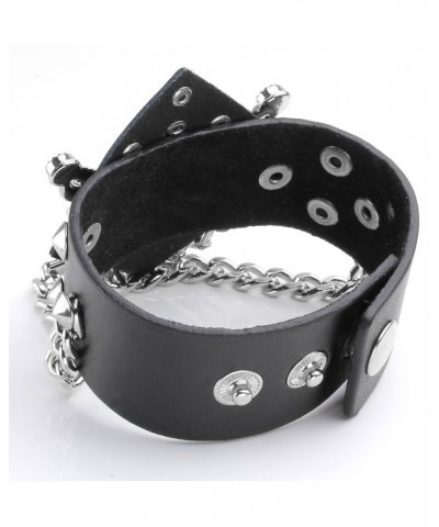 Black PU Leather Cuff Skull Biker Bracelet Wristband for Women Men Chains Bangle Adjustable A $8.09 Bracelets