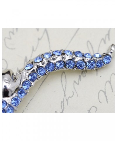 Sapphire Blue Rhinestone Shiny Silvery Tone Crocodile Alligator Animal Pin Brooch $10.19 Brooches & Pins