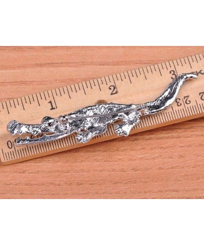 Sapphire Blue Rhinestone Shiny Silvery Tone Crocodile Alligator Animal Pin Brooch $10.19 Brooches & Pins