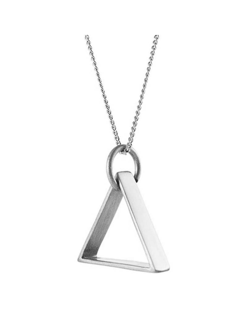 Simple Charm Necklace Jewelry Triangle Pendant Necklaces for Women Silver 18.0 Inches $9.74 Necklaces