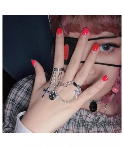 15pcs Chain Finger Rings Adjustable Gothic Rings Set Egirl Eboy Rings Emo Punk Rings Women Aesthetic Goth Rings with Chains S...