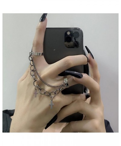 15pcs Chain Finger Rings Adjustable Gothic Rings Set Egirl Eboy Rings Emo Punk Rings Women Aesthetic Goth Rings with Chains S...