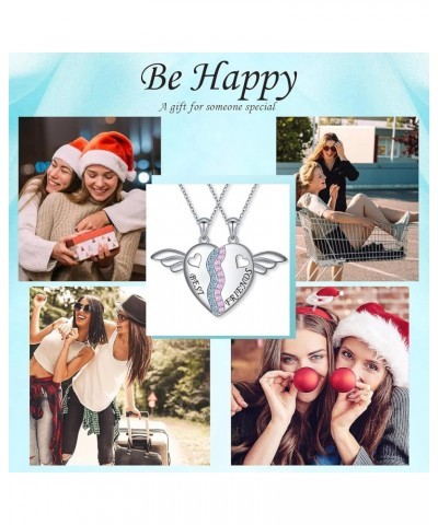 S925 Sterling Silver Best Friends Necklaces Matching Heart Friendship Necklaces for 2 BFF Gifts Jewelry Set Wings $26.54 Neck...