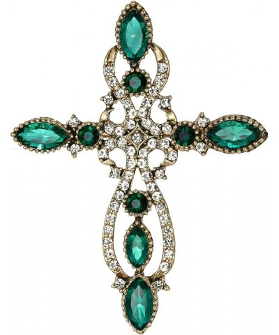 Cross Brooch for Women Girls, Rhinestone Crystal Vintage Style Celtic Knot Riligious Cross Lapel Pin Green $11.59 Brooches & ...