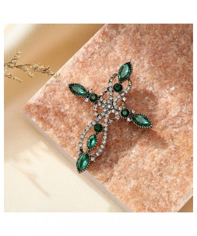 Cross Brooch for Women Girls, Rhinestone Crystal Vintage Style Celtic Knot Riligious Cross Lapel Pin Green $11.59 Brooches & ...