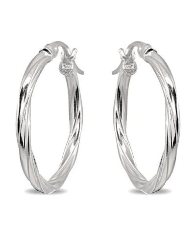 Sterling Silver 2mm Twist Round Hoop Earrings for Women Girls (2x15mm - 50mm Diameter) 15mm (about 3/5") $10.70 Earrings