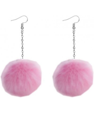 Colorful Pom Pom Ball Drop Dangle Earrings Set Faux Fur Handmade Soft Plush for Women Girls Christmas Thanksgiving Holiday Xm...