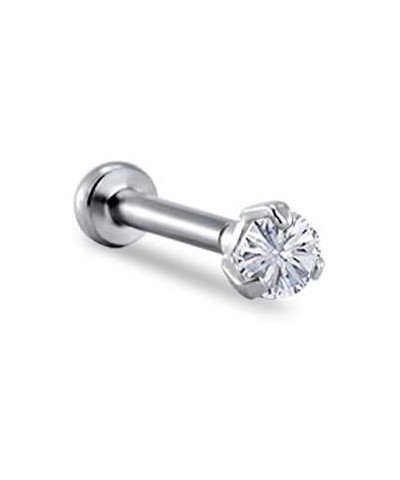 14K White Gold Labret Nose Ring Stud Titanium Push Pin Threadless Post 3/16, 1/4, 9/32, 5/16 CZ 18G 3mm CZ - 3/16" Labret $14...