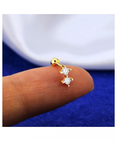 Gold Helix Earrings 9K 16G Star Tragus Piercing Jewelry Cross Stud Earring Clear CZ Cartilage Lobe Conch Earrings for Women $...